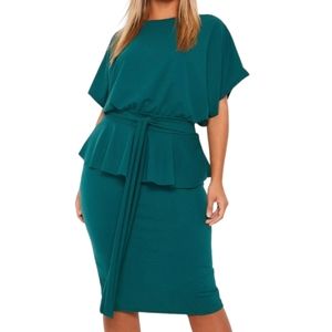 Boohoo BOAT NECK PEPLUM DRESS